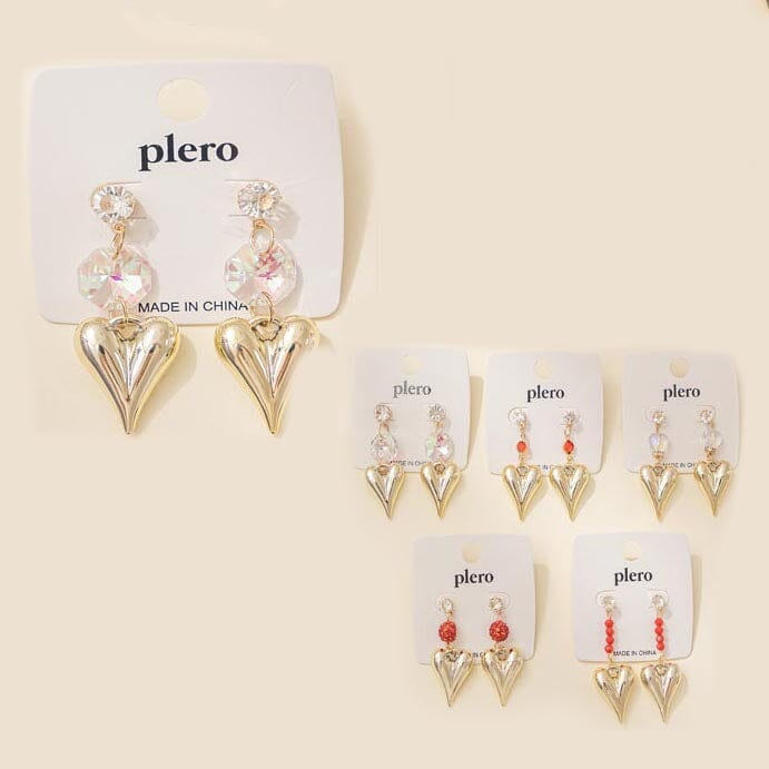 Crystal Heart Drop Earrings 1108 (12 units)