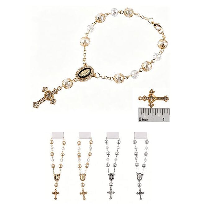 Crystal Rosary Cross Bracelet 3908 (12 units)