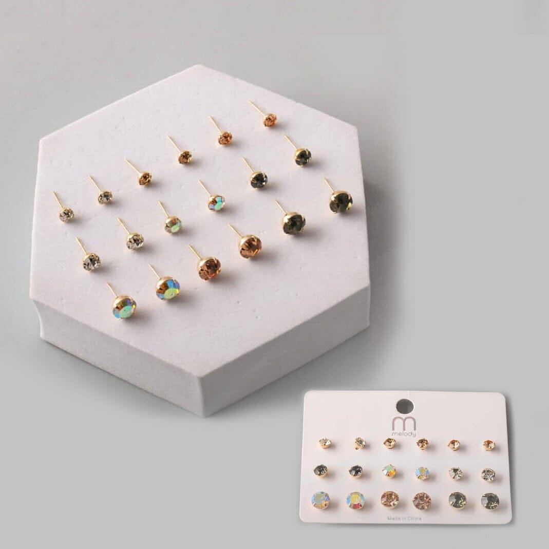 Crystal Stud Earrings Set 39945 (12 units)
