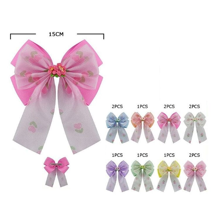 Cute Cherry Bow Hair Clip – Soft & Stylish 29554P (12 units)