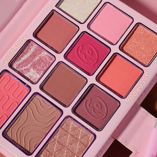 Cute Macaroon Makeup Kit – 12 Color Eyeshadow Palette with Brushes (6 units)