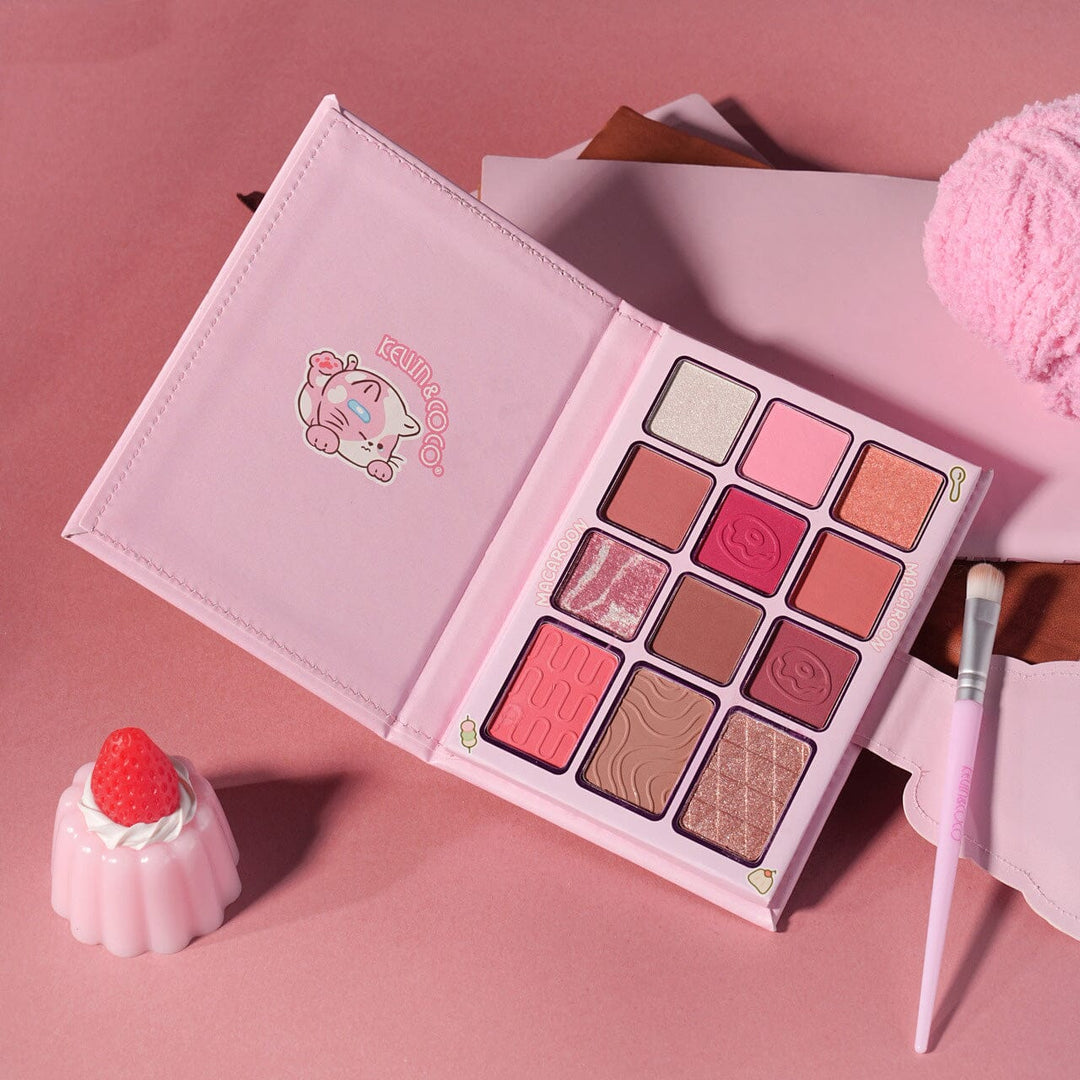 Cute Macaroon Makeup Kit – 12 Color Eyeshadow Palette with Brushes (6 units)