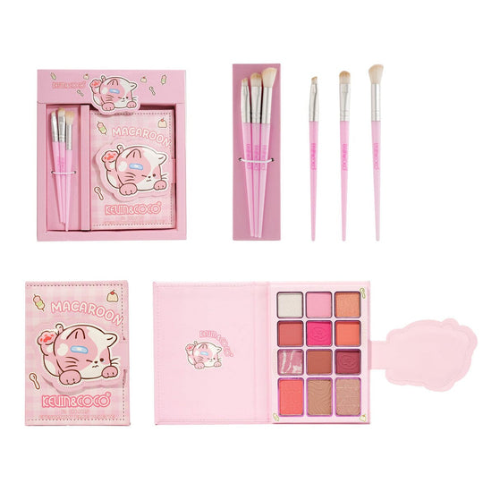 Cute Macaroon Makeup Kit – 12 Color Eyeshadow Palette with Brushes (6 units)