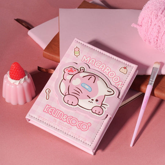 Cute Macaroon Makeup Kit – 12 Color Eyeshadow Palette with Brushes (6 units)