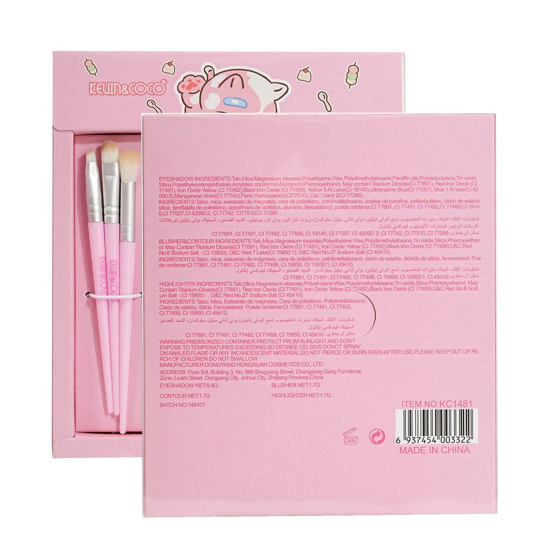 Cute Macaroon Makeup Kit – 12 Color Eyeshadow Palette with Brushes (6 units)
