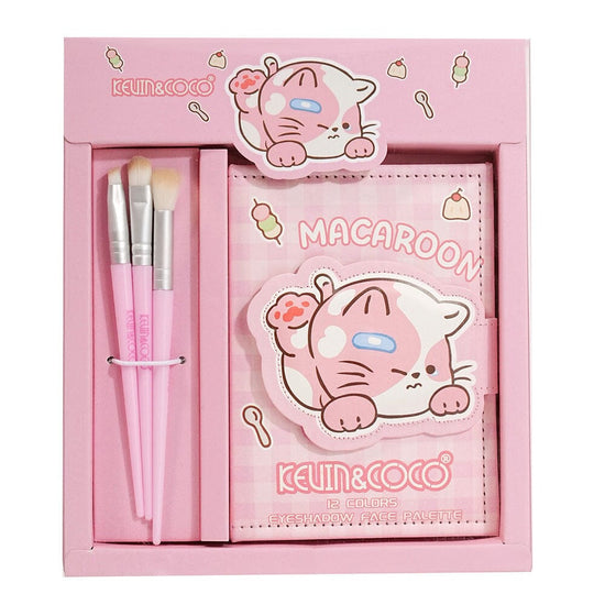 Cute Macaroon Makeup Kit – 12 Color Eyeshadow Palette with Brushes (6 units)
