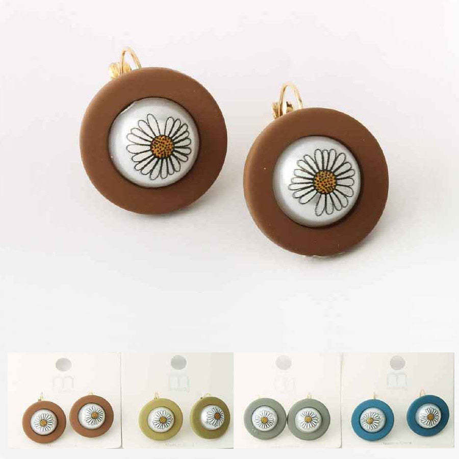 Daisy Round Frame Earrings 34972 (12 units)