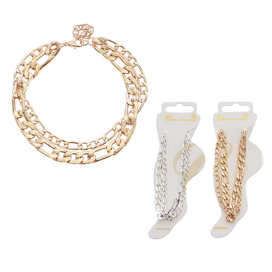 Double Layer Chunky Chain Anklet 0128GS (12 units)