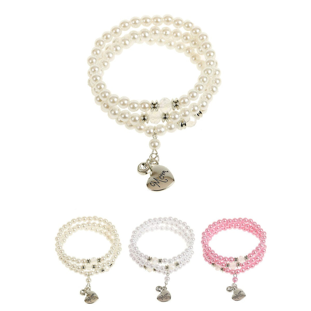 Elegant Faux Pearl Stretch Bracelet – Mom Charm Design 1115 (12 units)