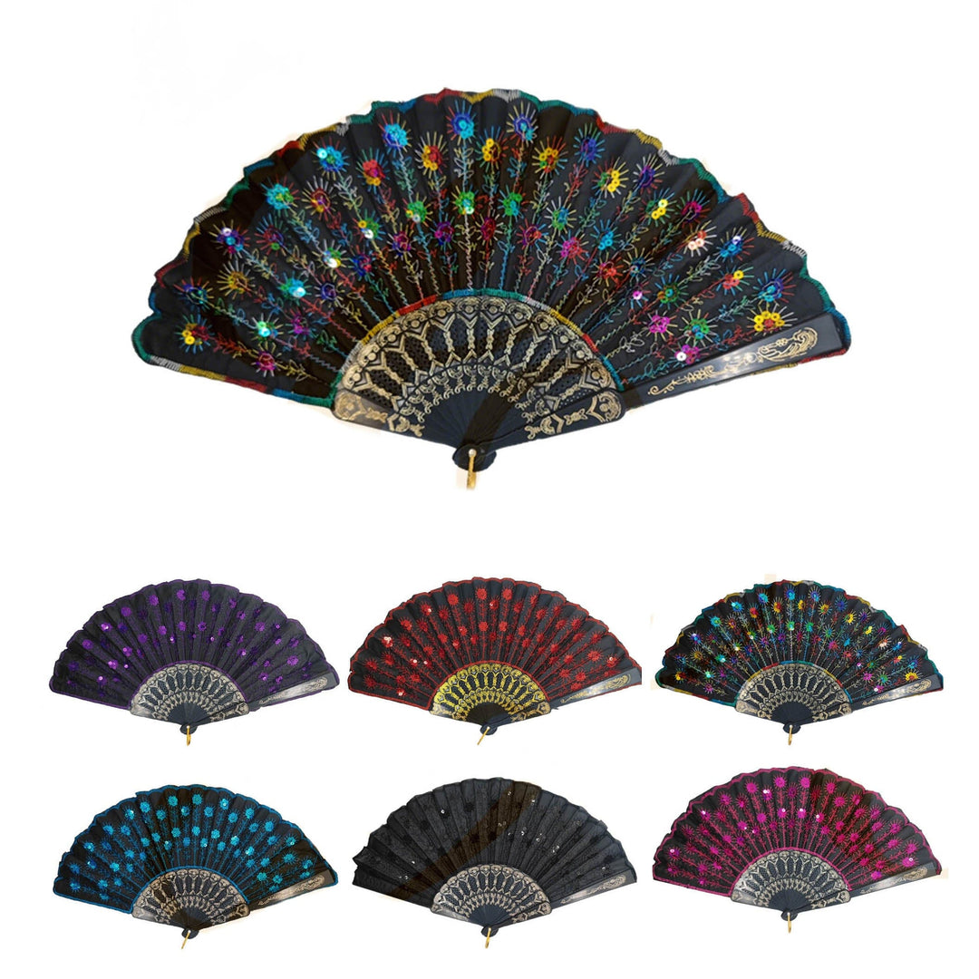 Embroidered Floral Folding Fan 2831 (12 units)