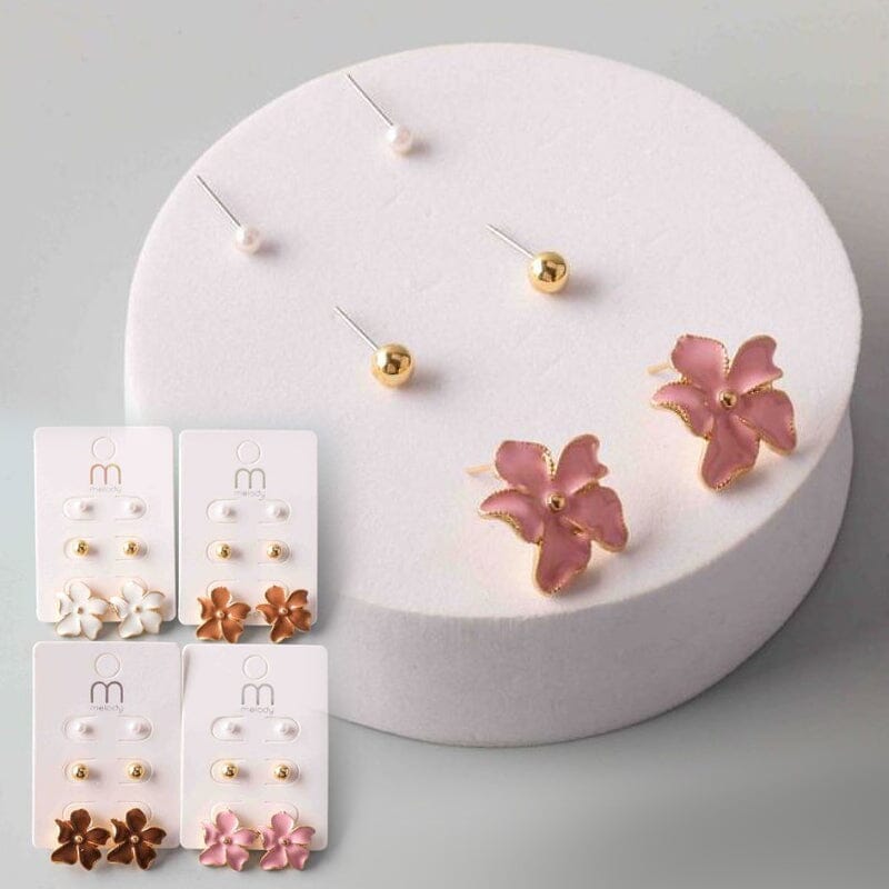 Enamel Flower Earring Set 38663 (12 units)