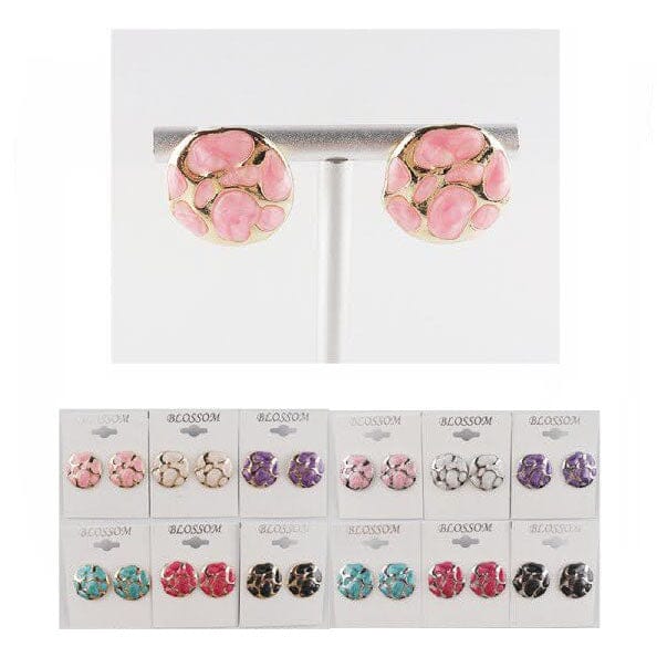 Enamel Pebble Stud Earrings 5881 (12 units)