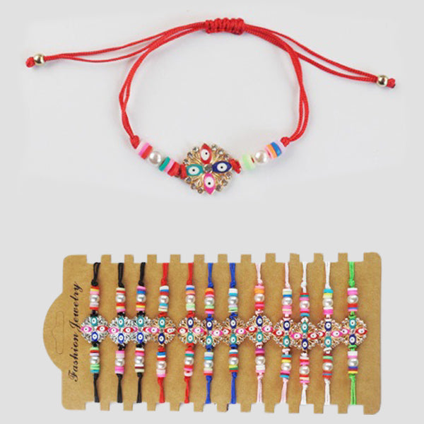 Evil Eye Beads Adjustable Bracelets 34432 (12 units)