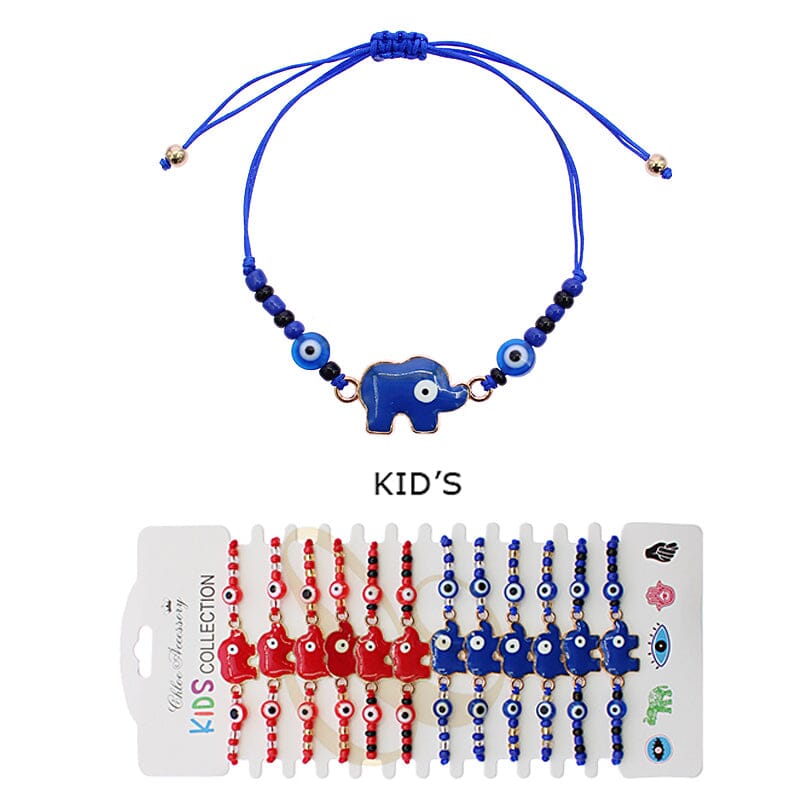 Evil Eye Elephant String Bracelet 1571R (12 units)