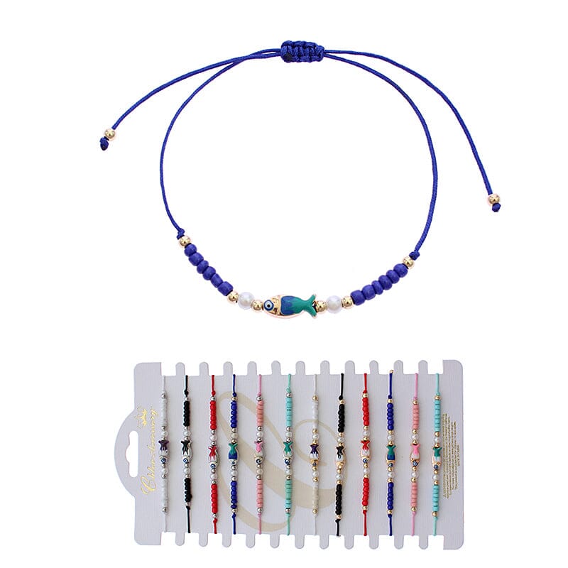 Evil Eye Fish String Bracelet 1795R (12 units)