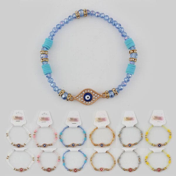 Evil Eye Glass Bead Bracelets 2136 (12 units)