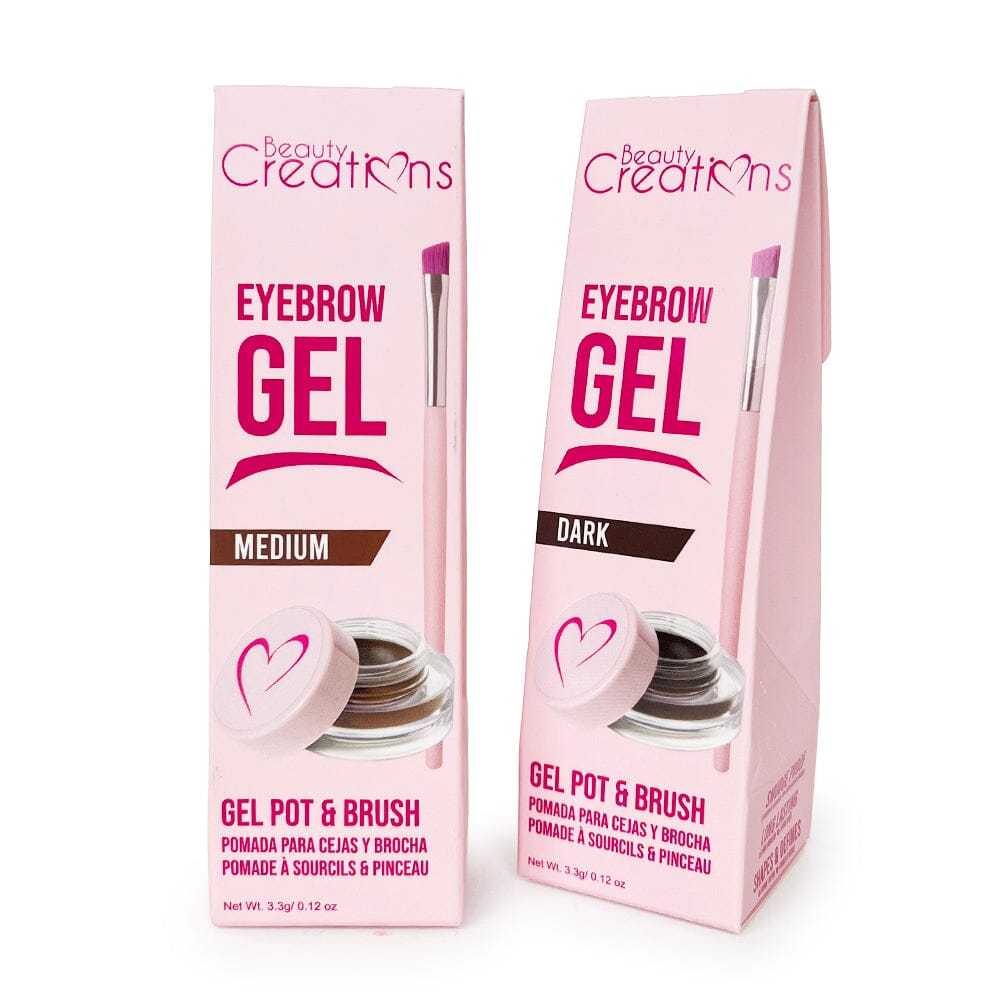 Eyebrow Gel Pot & Brush Medium & Dark Color (12 units)