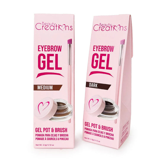 Eyebrow Gel Pot & Brush Medium & Dark Color (12 units)