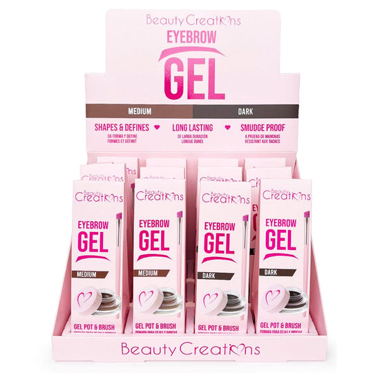 Eyebrow Gel Pot & Brush Medium & Dark Color (12 units)