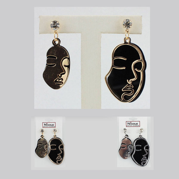 Face Shape Dangle Earrings 2685 ( 12 units)