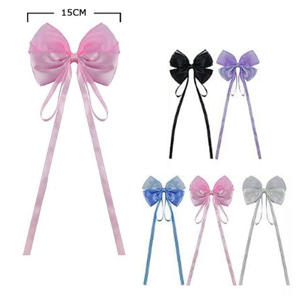 Fashion Long Tail Hair Bow Pin 28634M (12 units)