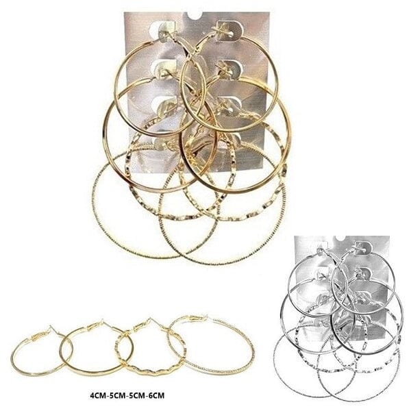 Fashion Multi Hoop Earring 3037SLGD (12 units)