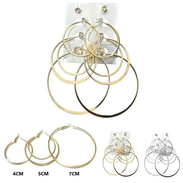 Fashion Multi Hoop Earring 3840SLGD (12 units)