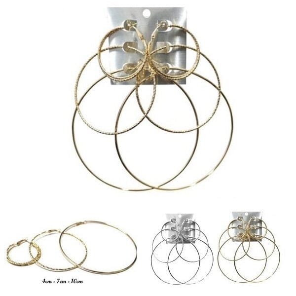 Fashion Multi Hoop Earring 525SLGD (12 units)