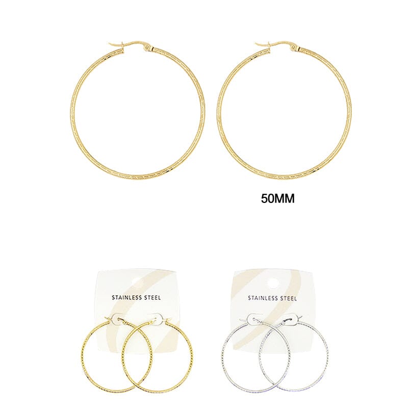 Fashion Stainless Steel Hoop Earrings 0039GS-50 (12 units)