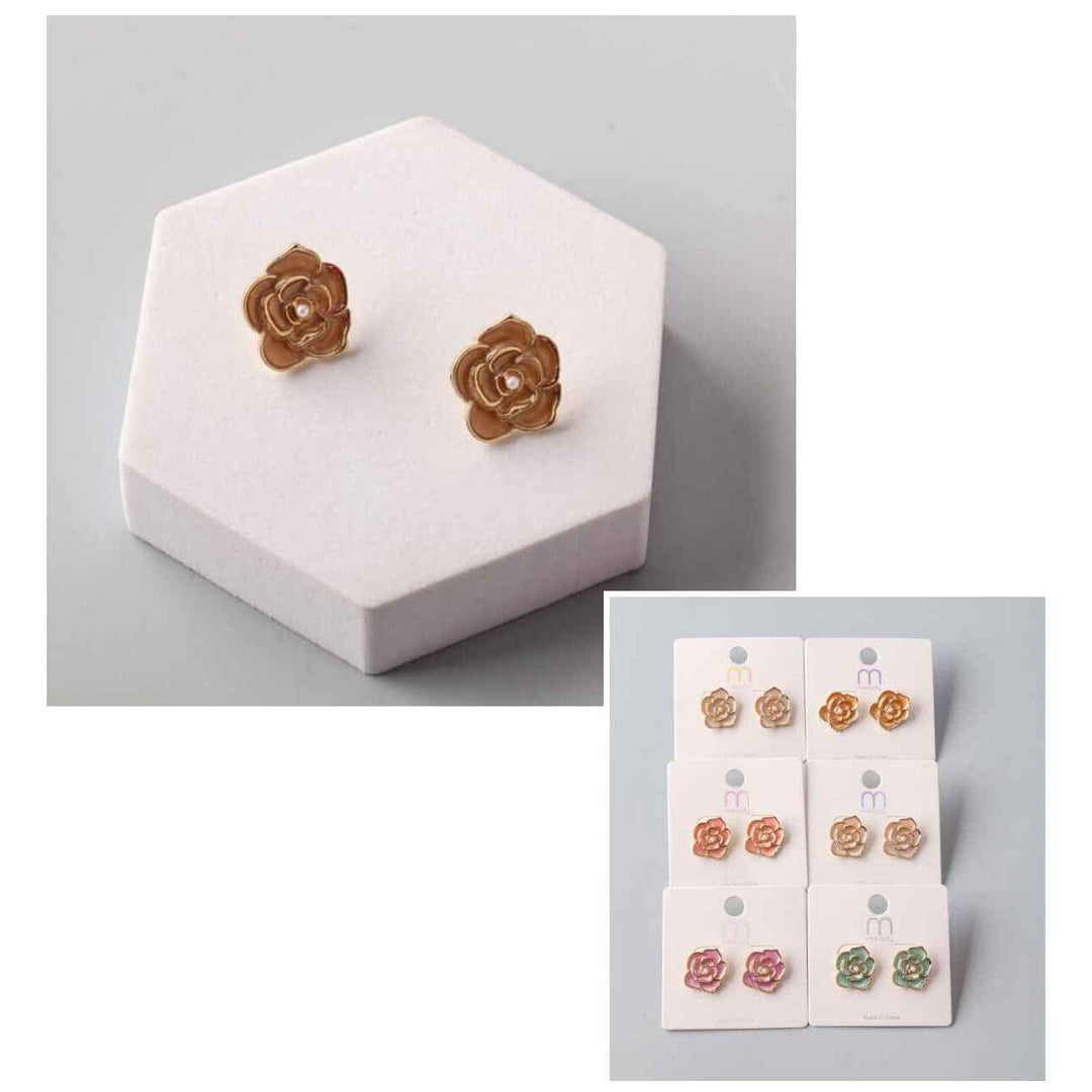 Floral Enamel Stud Earrings 39534 (12 units)