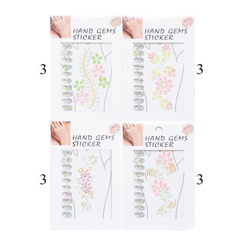 Floral Hand Gem Stickers 1077 (12 units)