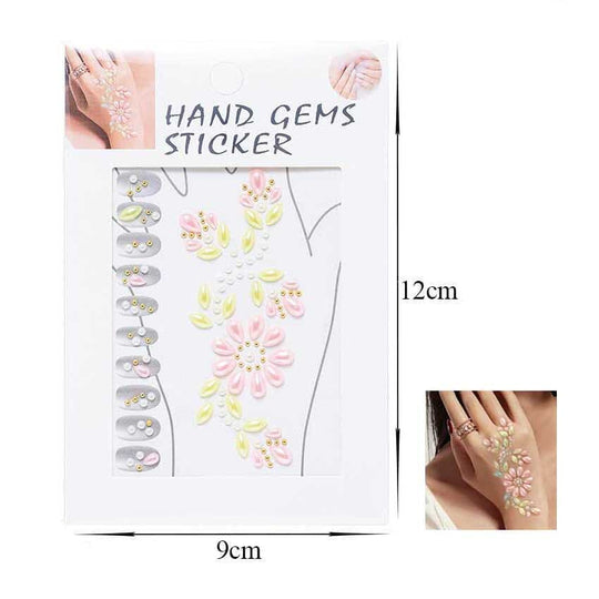 Floral Hand Gem Stickers 1077 (12 units)