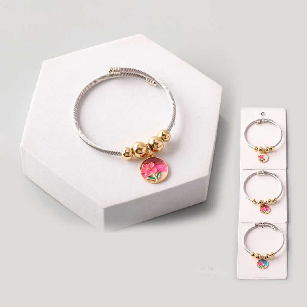 Flower Charm Cable Bracelet 18402 (12 units)