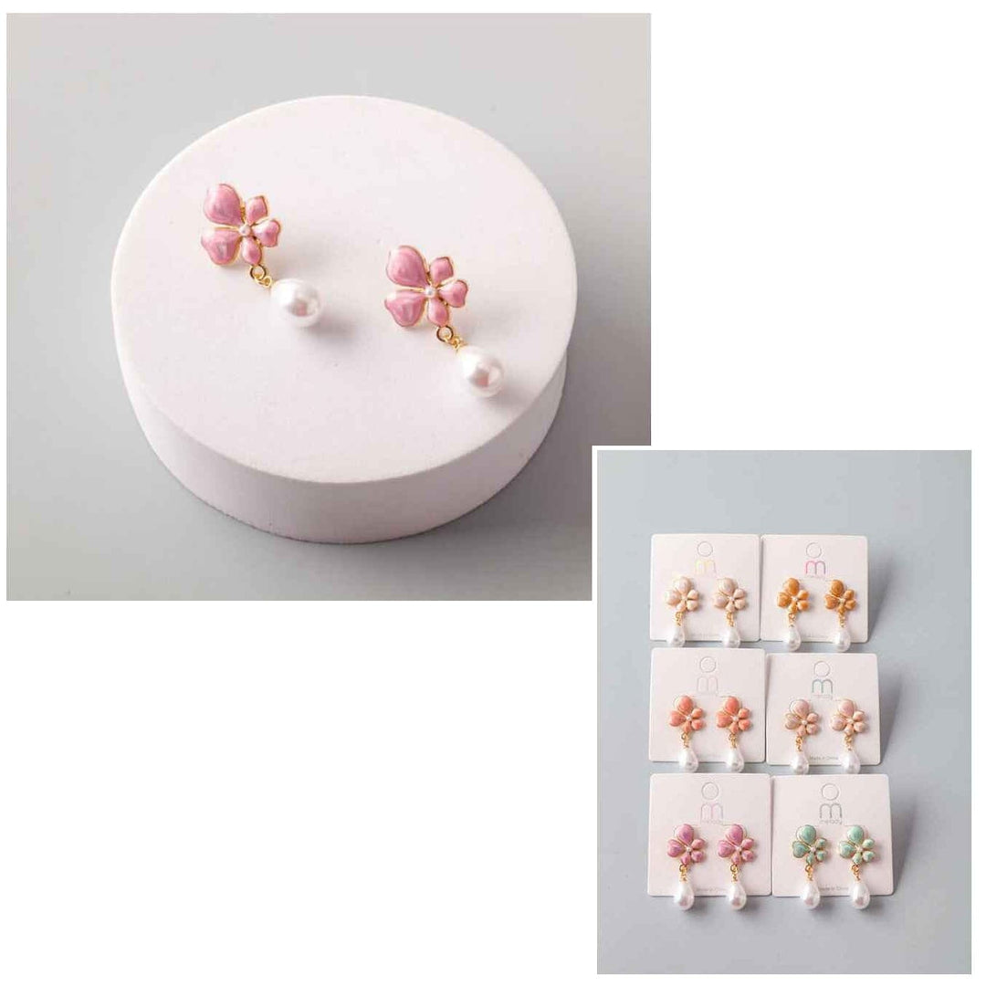 Flower Pearl Drop Earrings 39543 (12 units)