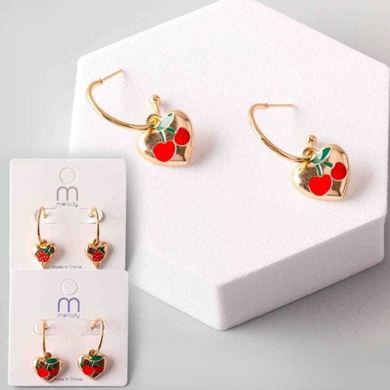Fruit Heart Charm Hoop Earring 38717 (12 units)