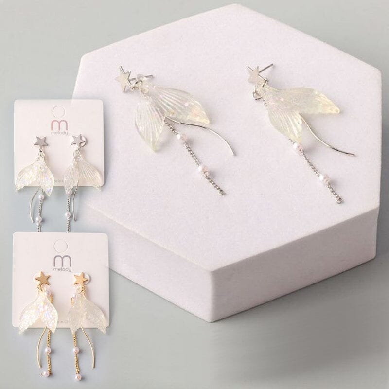 Glass Mermaid Tail Tassel Earrings 36853 (12 units)