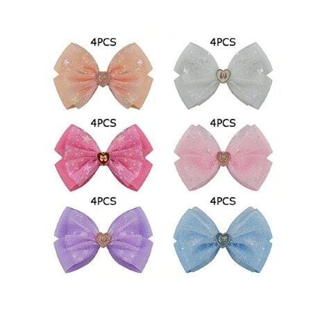 Glitter Heart Bow Hair Clip – Cute & Sparkly 1876M (24 units)
