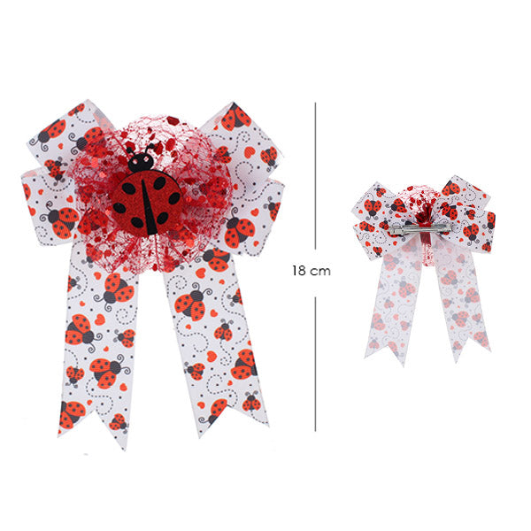 Glitter Lady Bug Hair Bow 6907 ( 12 units)