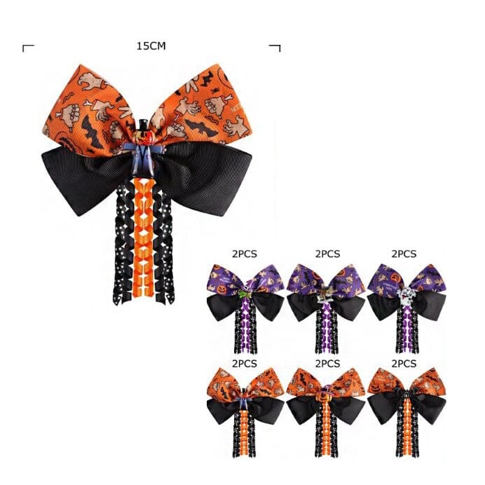 Halloween Layered Ribbon Hair Bow with Streamers 1139 (12 units)