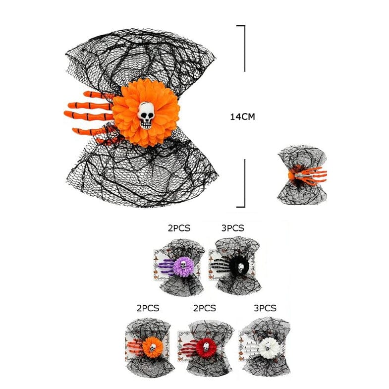 Halloween Skeleton Hand Mesh Hair Bow 1151 (12 units)