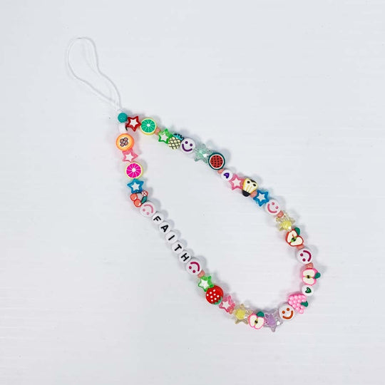 Happy Face Apple Faith Beaded Phone Strap 2109 (12 units)