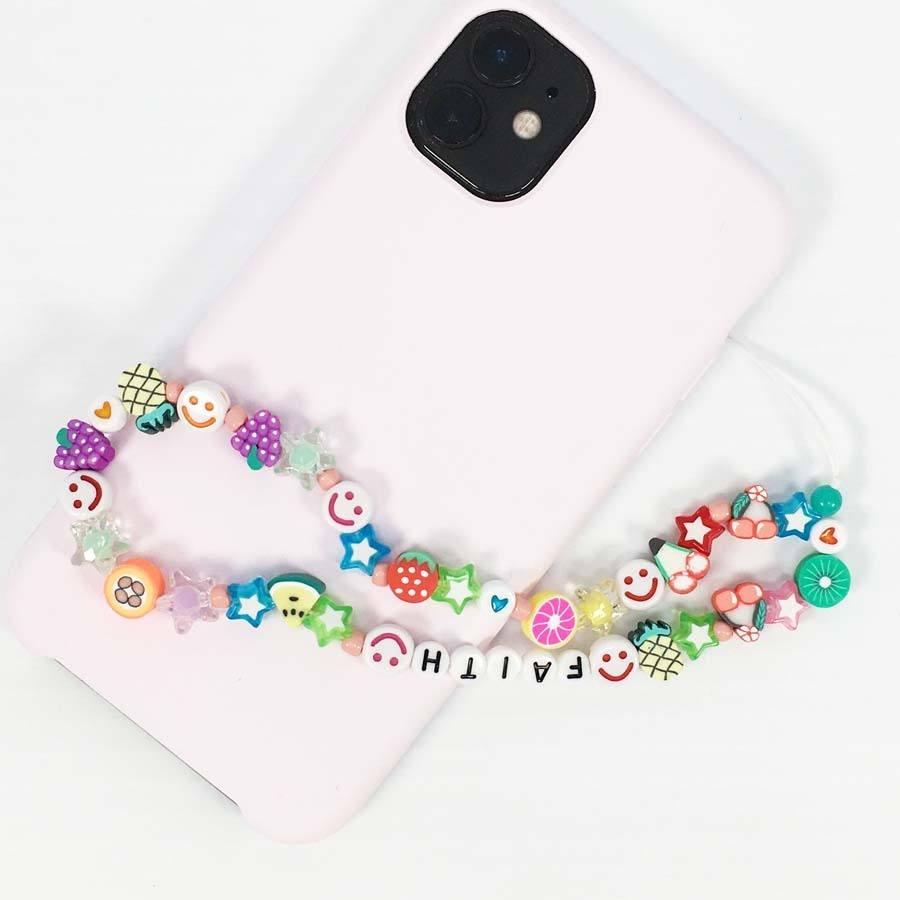 Happy Face Apple Faith Beaded Phone Strap 2109 (12 units)