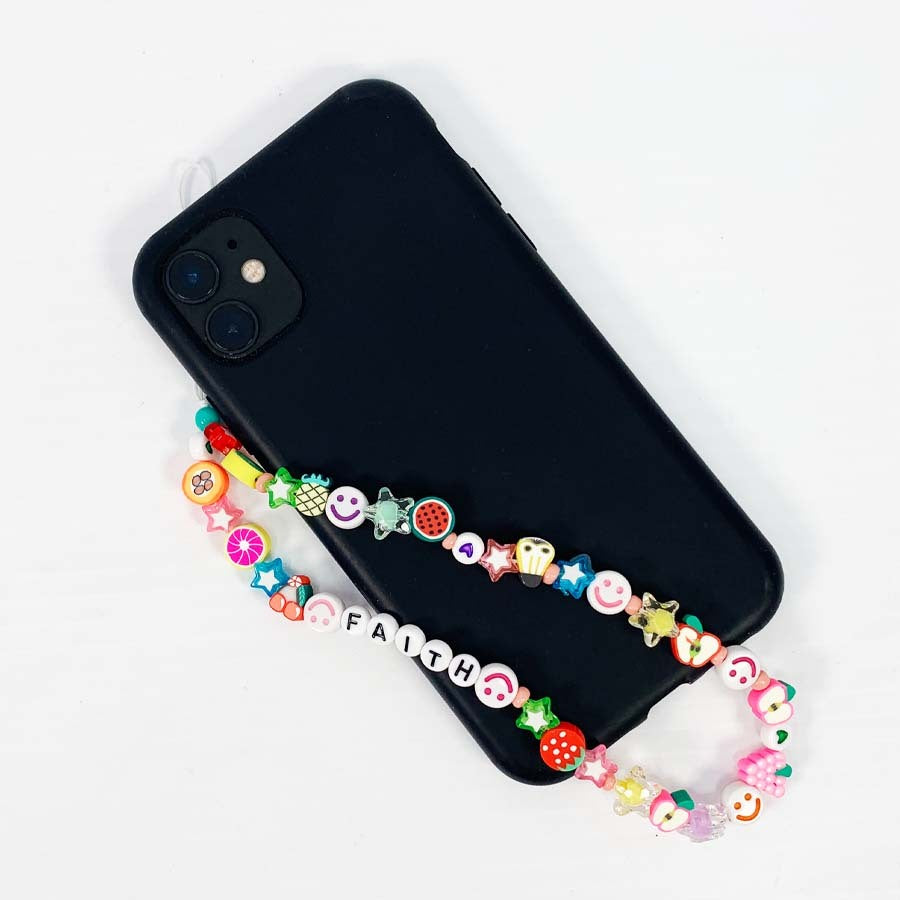 Happy Face Apple Faith Beaded Phone Strap 2109 (12 units)