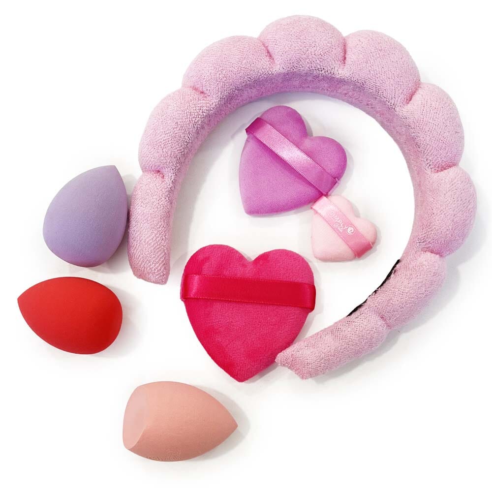 Headband, Sponge, Puff Beauty Set - Pink (1 unit)