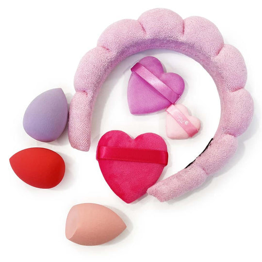 Headband, Sponge, Puff Beauty Set - Pink (1 unit)