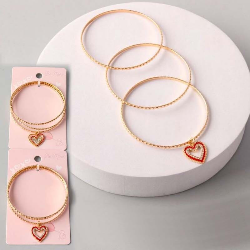 Heart Charm Bangle Bracelets 18004 (12 units)