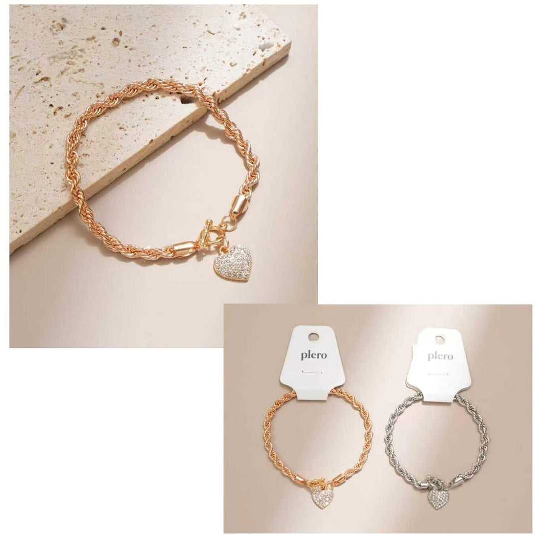 Heart Charm Rope Chain Bracelet 2200 (12 units)