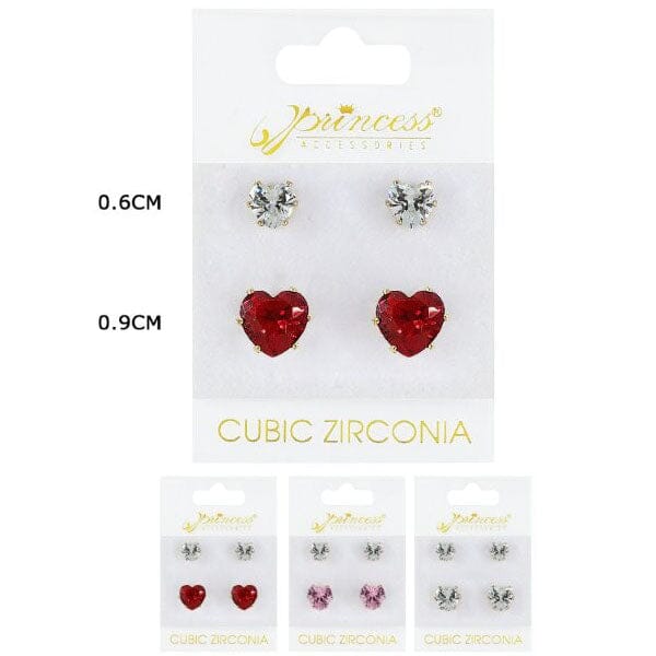 Heart Cubic Zirconia Earrings 20039 (12 units)