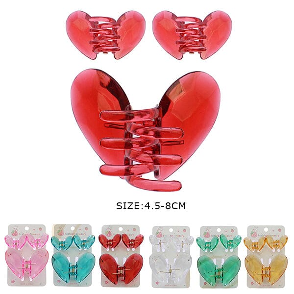Heart Shape 3PC Hair Jaw Clip Set 0602R (12 units)