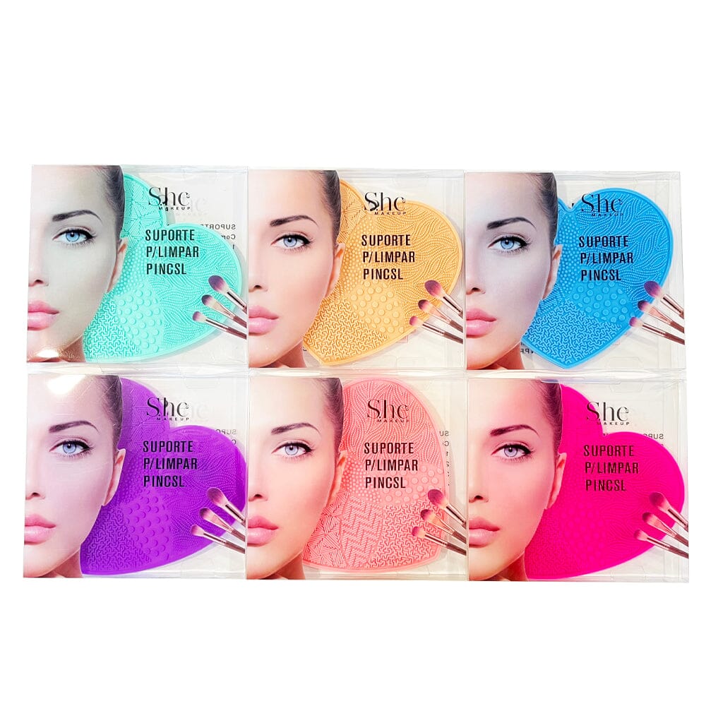 Heart Shape Makeup Brush Cleaning Mat (12 units)